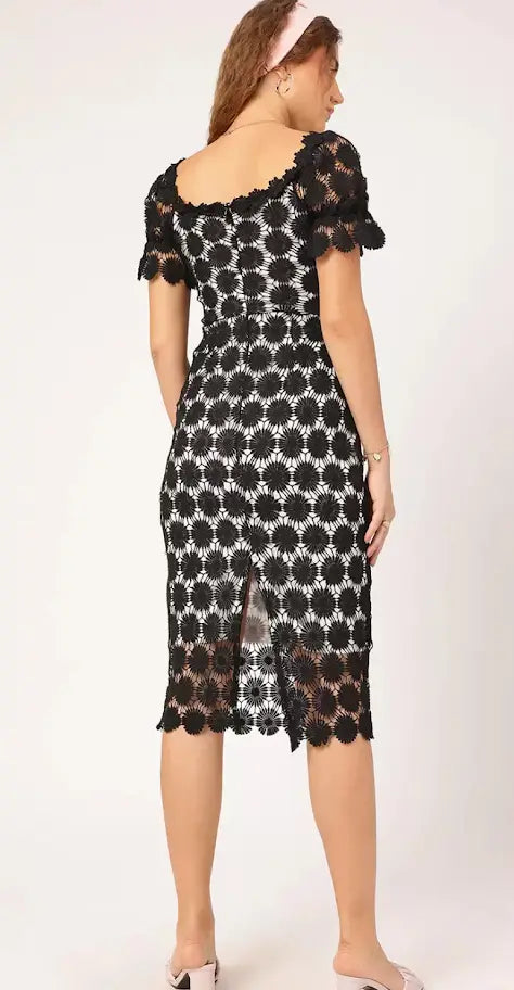 LACE LOVE SEMI- SHEER MIDI DRESS