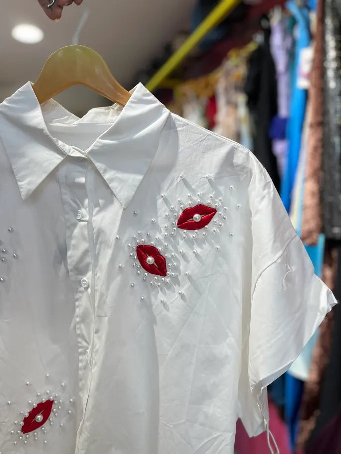 KISS SHIRT WITH PEARL WORK