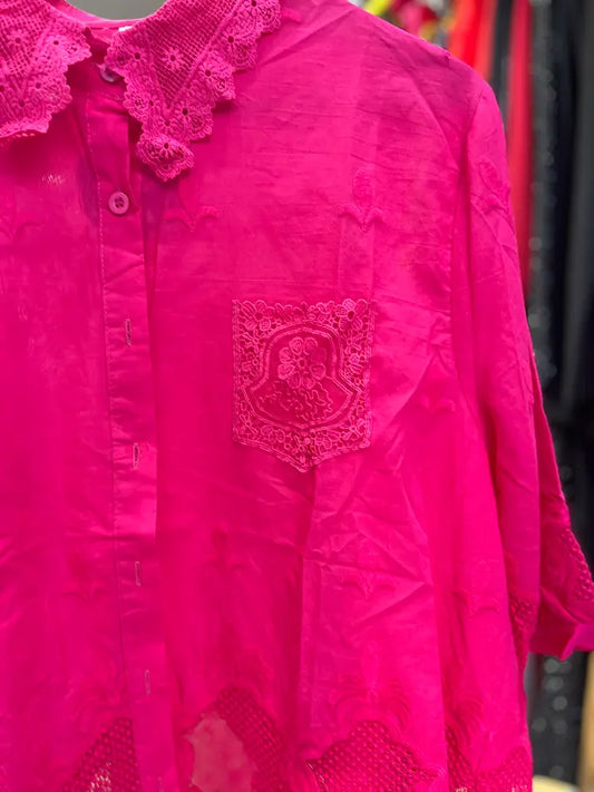 LACE PINK CLASSY SHIRT