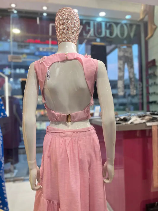 BABY PINK BLACK LESS CORD SET