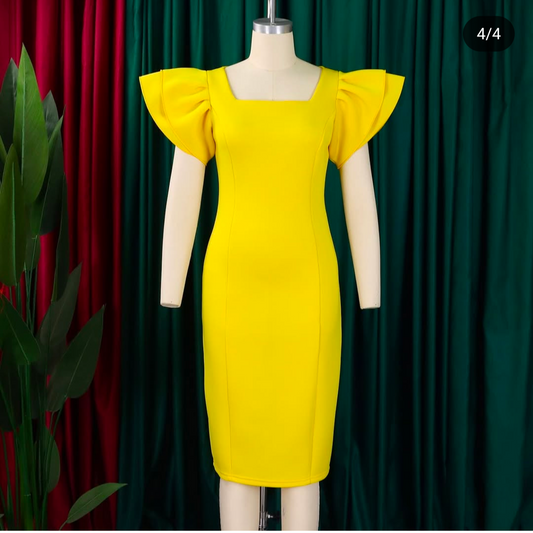 IMPORTED PUFF SLEEV DRESS