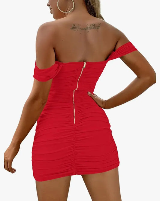 Off Shoulder Red Dress
