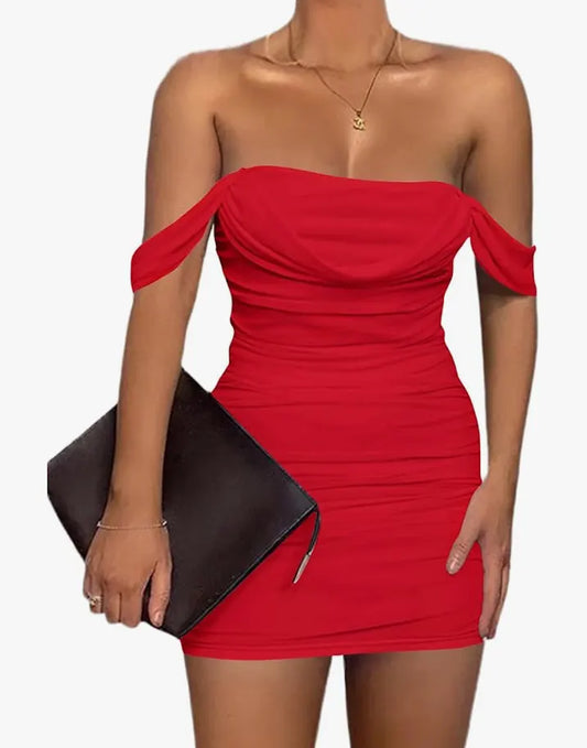 Off Shoulder Red Dress