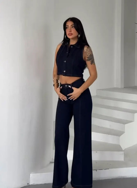 BLUE CORD SET DENIM DRESS