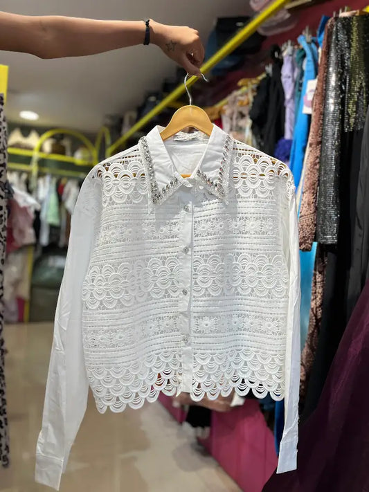 DIAMOND COLLAR WORK WITH LACE WORK