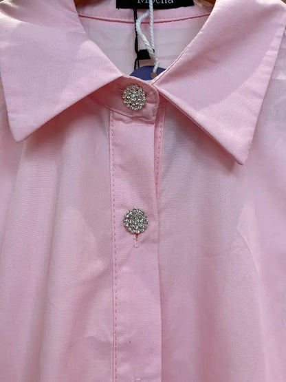 BEAUTIFUL PEARL WORK BABY PINK SHIRT