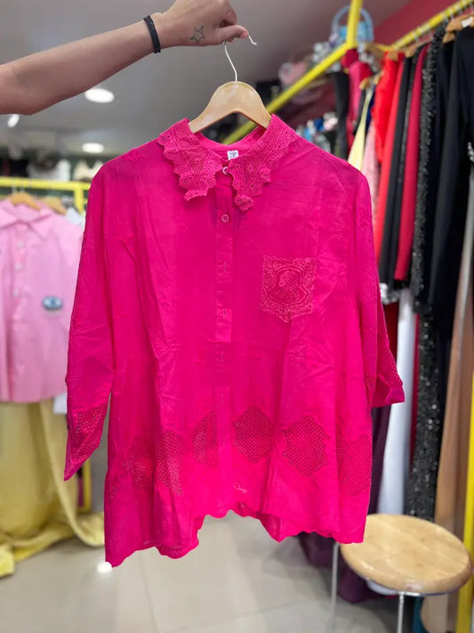 LACE PINK CLASSY SHIRT