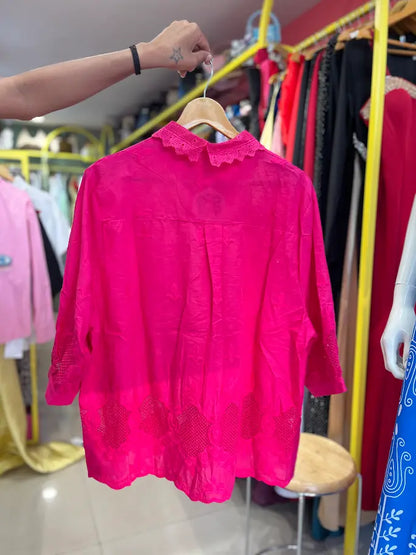 LACE PINK CLASSY SHIRT
