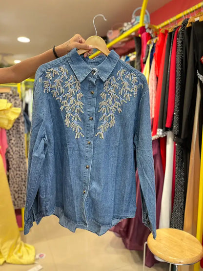 DEMIN SHIRT WITH THREAD WORK