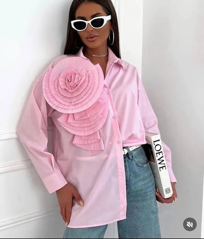 PINK T SHIRT WITH SIDE WORK