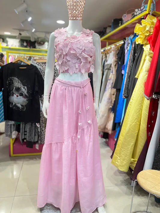 BABY PINK BLACK LESS CORD SET