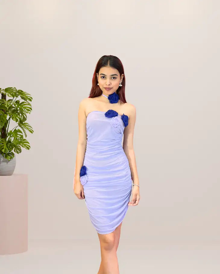 FLOWER LAVNDER TUBE DRESS